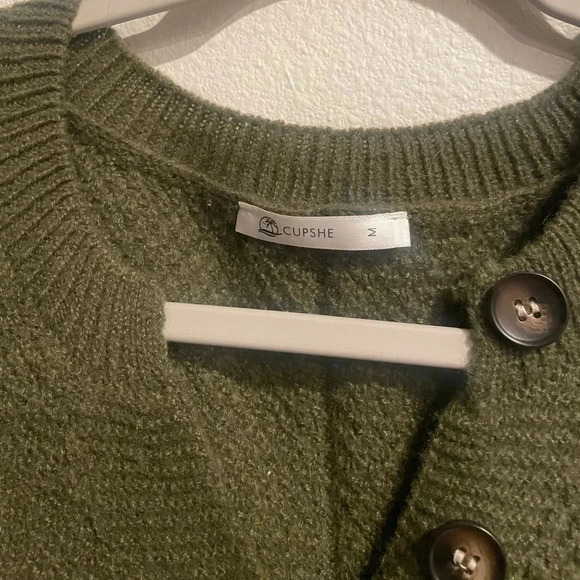 Cupshe long sleeve pullover sweater solid fall winter textured Half buttoned - Picture 3 of 5